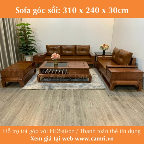 Sofa gỗ sồi chân to góc lớn