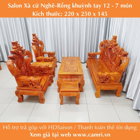 Salon gỗ xà cừ Nghê Rồng 12 - 7 món