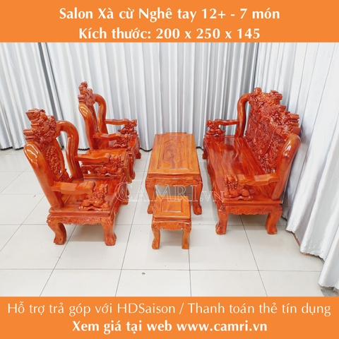 Salon gỗ xà cừ Nghê Phượng tay 12 - 7 món