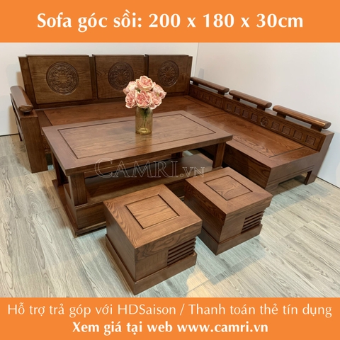 Sofa gỗ sồi trống đồng 2mét