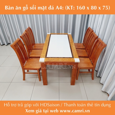 Bộ Bàn Ăn 6 Ghế - Mặt Đá 2 Gỗ Sồi