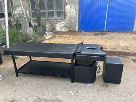 Giường 3019B ko quây chậu nhựa - da đen