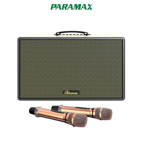 Loa Bluetooth Karaoke Paramax Saga, Bass 20cm, Công suất 300W, BT 5.3, Kèm 2 tay micro (NEW 2025)