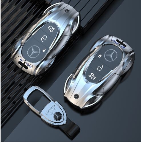 Ốp chìa khóa xe Mercedes Benz C E GLC GLA GLB S Hợp Kim Phản Quang