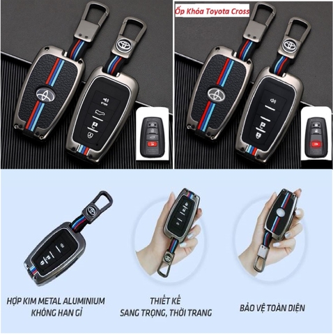 Ốp Bảo Vệ Chìa Khóa Xe Toyota Camry, Toyota Cross Hợp Kim Kẽm Cao Cấp Loại 3 Nút, 2 nút