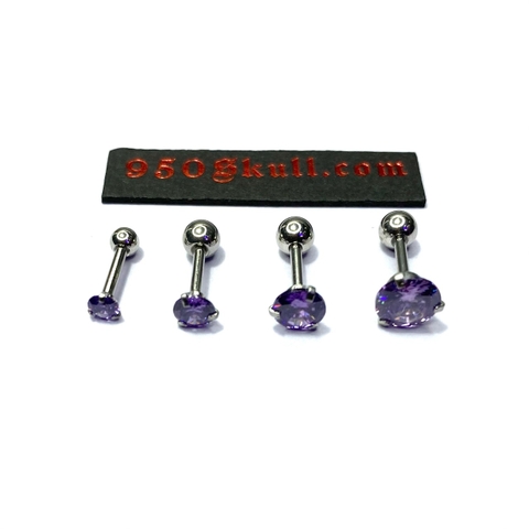 Khuyên tai basic đá tím 3/4/5/6mm KB012301