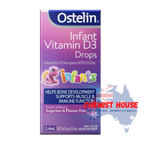 Ostelin Infant Vitamin D3 Drops - Bổ sung canxi nước cho bé sơ sinh 2.4ml