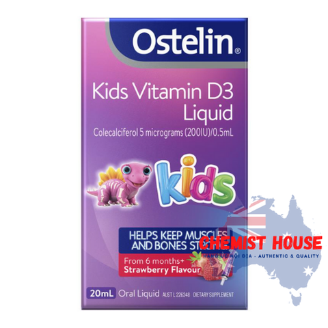 Ostelin Kids Vitamin D3 Liquid 20ml - Bổ sung canxi nước cho bé 6 tháng - 12 tuổi