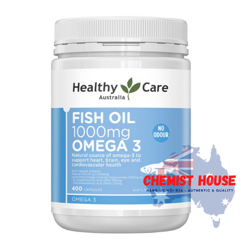 Healthy Care Fish Oil 1000mg Omega 3 - Dầu cá Omega 3 400 viên