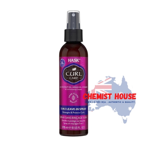 Xịt dưỡng tóc xoăn, xù, tóc uốn Hask Curl Care 5 in 1 Leave in Spray