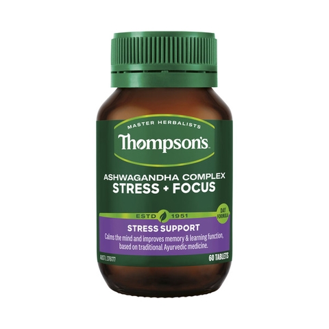 Viên uống giảm mệt mỏi, tăng khả năng tập trung Thompsons Ashwagandha Complex Stress + Focus 60 Tablets