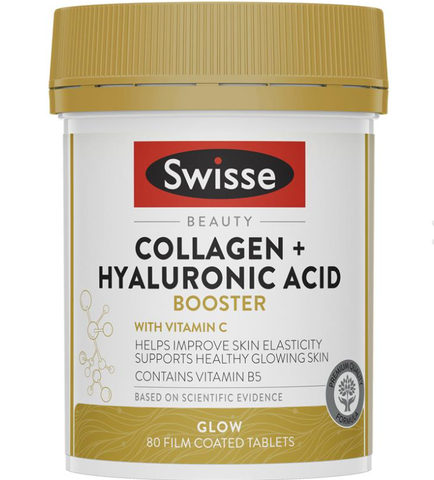 Viên uống bổ sung Collagen Hyaluronic Acid chuẩn Úc có check QR Swisse Beauty Collagen + Hyaluronic Acid Booster 80 viên