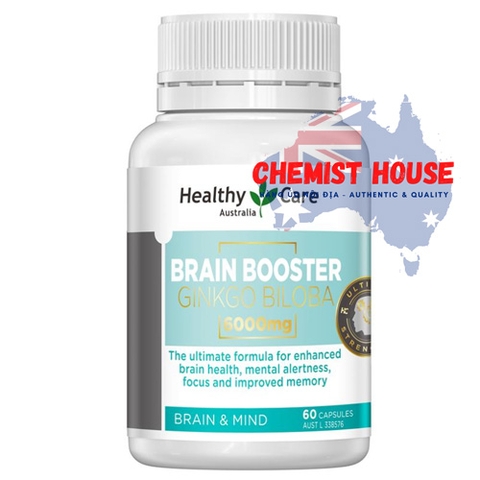 Healthy Care Brain Booster Ginkgo Biloba 6000mg - Viên uống bổ não 60 viên