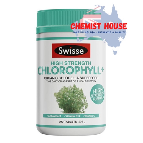 Swisse Chlorophyll+ 1000mg - Viên uống chiết xuất diệp lục tăng hệ miễn dịch 200 viên