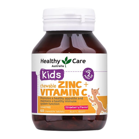 Viên nhai bố sung kẽm ZinC vitamin C cho bé Healthy Care Zinc + Vitamin C 60 viên