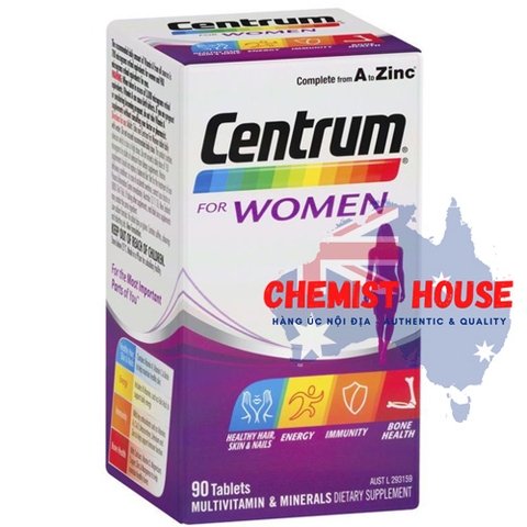 Centrum For Women 90 Tablets Exclusive Size - Vitamin Tổng Hợp cho Nữ 90 viên