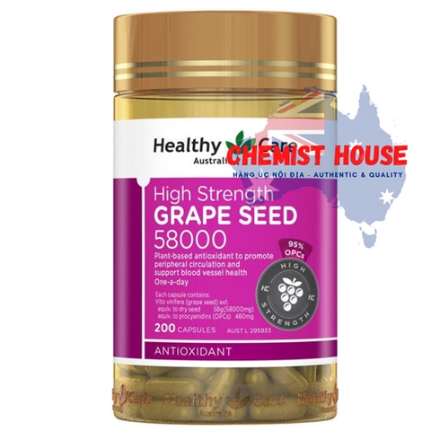 Healthy Care Grape Seed 58000 - Viên uống tinh chất hạt nho 200 viên