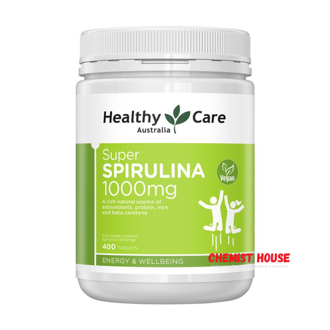 Healthy Care Super Spirulina 400 Viên - Viên Uống Healthy Care bổ sung Protein, Sắt, Beta Carotene Và Chống Oxy Hóa