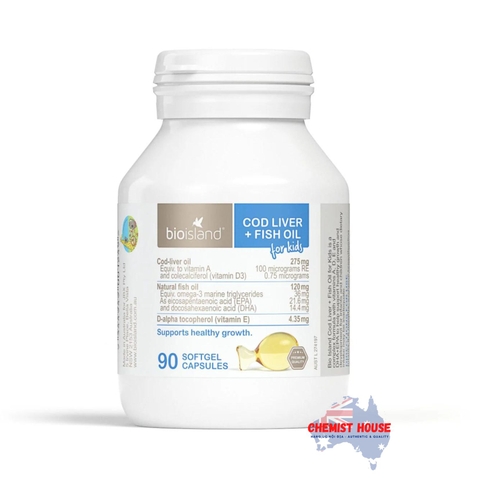 Bio Island Cod Liver + Fish Oil Kids - Dầu gan cá tuyết cho bé 90 viên