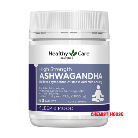 Healthy Care High Strength Ashwagandha 60 Viên - Giảm Các Triệu Chứng Căng Thẳng Và Lo Lắng Nhẹ