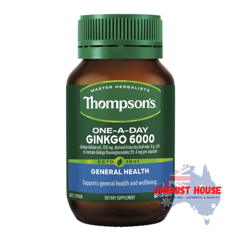 Viên Thompson's One A Day Ginkgo 6000mg hỗ trợ tăng cường trí nhớ, hoạt huyết tuần hoàn não
