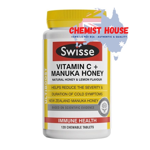 Swisse Ultiboost Vitamin C + Manuka Honey - Viên uống tăng miễn dịch 120 viên