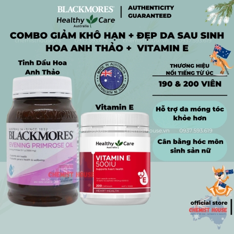 [Hàng Chuẩn Úc] Combo Hồi Xuân cho phụ nữ u40+ và sau sinh (Blackmores Anh Thảo + Vitamin E Healthy care)