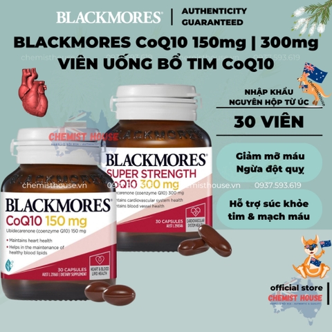 [Hàng Chuẩn ÚC] Viên uống hổ trợ/bổ tim mạch 30 viên - Blackmores CoQ10 150mg 300mg