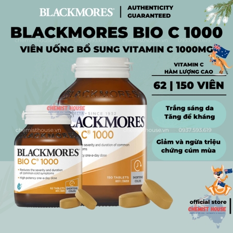 [Hàng Chuẩn ÚC] Blackmores Bio C 1000 Viên uống bổ sung C 1000mg 62 viên