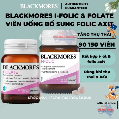 Blackmores I-Folic & Folate Viên Uống Bổ Sung Acid Folic Cho Phụ Nữ Mang Thai & Tăng Thụ Thai
