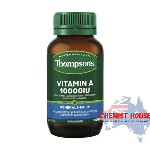 Viên Uống Bổ Sung Vitamin A - Thompson's Vitamin A 10000iu 150 Capsules