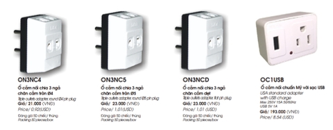 Ổ CẮM NỐI CHIA 3 NGẢ LIOA, Ổ CẮM ĐIỆN 1 RA 3