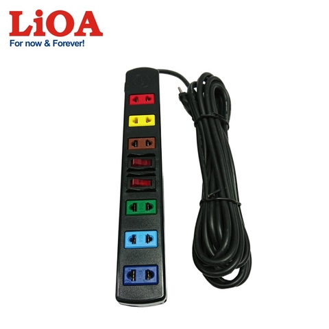 Ổ CẮM LIOA 6 CHÂN CẮM 2 CHẤU 5M 10A 2000W - 2200W MODEL 6S5