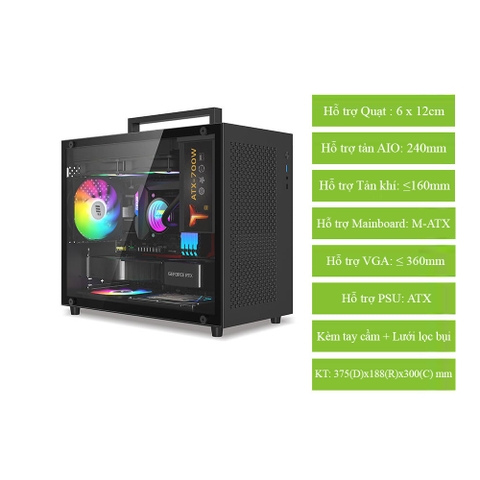 Vỏ case máy tính METALFISH S9 BLACK (M-ATX/ MÀU ĐEN)