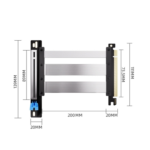 RISER 90 độ SHK PCIE 5.0 (25CM/ MÀU BẠC)