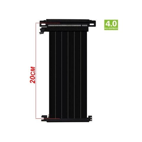 RISER RAGGER 180 ĐỘ PCIE X16 ĐẢO NGƯỢC KÉP 4.0 CHO VỎ iTX SANDWICH (18.5CM/ MÀU ĐEN)