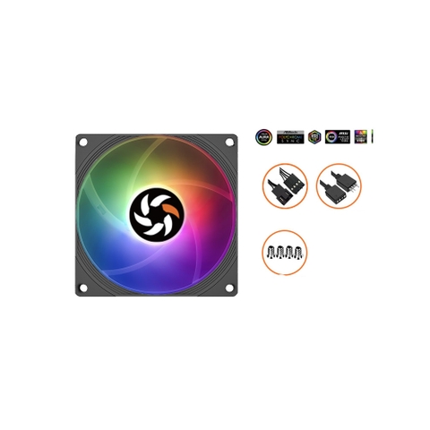 QUẠT TẢN NHIỆT KOOFAYE XT-9015-KS ARGB BLACK (MÀU ĐEN/ 90MM/ MỎNG 15MM/ LED ARGB)