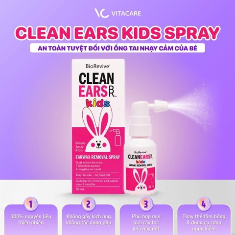 Clean Ears Kids 30ml Xịt Ráy Tai Cho Bé Từ 2 Tháng Của Úc 2026 – Xịt Ráy Tai Clean Ears Kids Loại Bỏ Ráy Tai An Toàn Dễ Dàng Không Đau Không Xâm Lấn Hỗ Trợ Vệ Sinh Tai Sạch Sẽ Ngăn Chặn Tắc Nghẽn Chính Hãng Úc Giá Rẻ