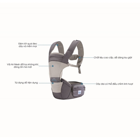 Địu em bé ngồi cao cấp siêu mềm 4 tư thế công nghệ Air Mesh thoáng khí - Comfybaby CF818 địu ngồi chữ M
