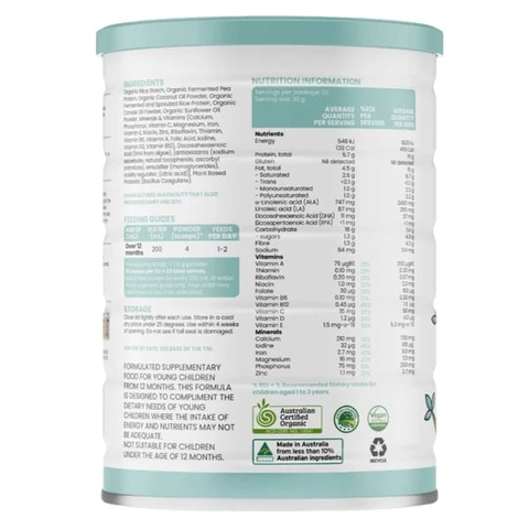 Sữa Sprout Organic Plant Based Toddler Drink 700g Cho Bé Từ 12 Tháng Trở Lên Dị Ứng Đạm Sữa Bò