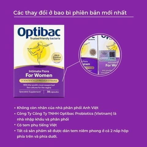 Optibac Tím 30 Viên (Optibac For Women) Men Vi Sinh Chuyên Biệt Cho Phụ Nữ 2025 – Optibac Tím 30 Viên Bổ Sung Lợi Khuẩn Cân Bằng Hệ Vi Sinh Vùng Kín Phòng Trị Viêm Nhiễm Nấm Ngứa Khí Hư Viêm Tiết Niệu An Toàn Không GMO Chính Hãng Anh Giá Rẻ
