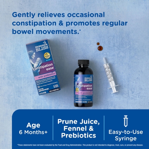 Siro Giảm Táo Bón Mommy's Bliss Constipation Ease 120ml 2026 – Siro Mommy's Bliss Giảm Táo Bón An Toàn Tự Nhiên Cho Bé Sơ Sinh Trẻ Nhỏ Hỗ Trợ Tiêu Hóa Làm Mềm Phân Giảm Khó Chịu Không Chất Bảo Quản Chính Hãng Mỹ Giá Rẻ