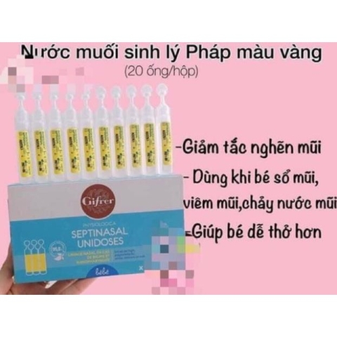 Nước Muối Sinh Lý Gifrer - Physiodose Pháp Tép Hồng/ Vàng Cho Bé Từ Sơ Sinh