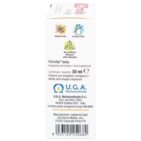 Siro Ferrolip Baby Bổ Sung Sắt Hỗ Trợ Tạo Hồng Cầu Hương Đào 30ml Dạng Nhỏ Giọt (Từ 0 Tháng) 2026 – Siro Bổ Sung Sắt Cho Bé Sơ Sinh Thiếu Máu Thiếu Sắt Tăng Cường Hấp Thu Sắt An Toàn Dễ Uống Chính Hãng Ý Giá Rẻ