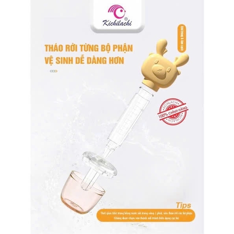 Bộ dụng cụ hình hươu cho bé uống thuốc chống sặc có đầu silicon mềm Kichilachi (Tặng kèm hộp đựng)