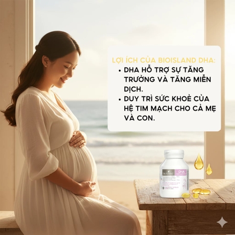 Bio Island DHA Cho Bà Bầu & Calcium Hữu Cơ 60 Viên – Bổ Sung DHA 210mg + Canxi Sữa Bò Hữu Cơ Hỗ Trợ Trí Não, Xương Thai Nhi Phát Triển Toàn Diện