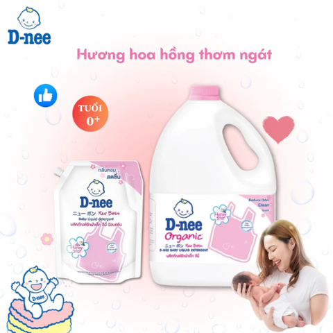 Nước Giặt Xả Dnee Baby Liquid Detergent Honey Star Thái Lan 3000ml (Màu Hồng)