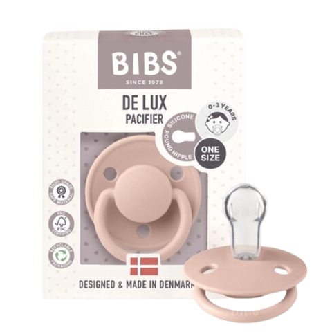 Núm ti giả ngậm núm tròn Silicone BIBS Pacifier De Lux Onesize cho bé từ 0-3 tuổi