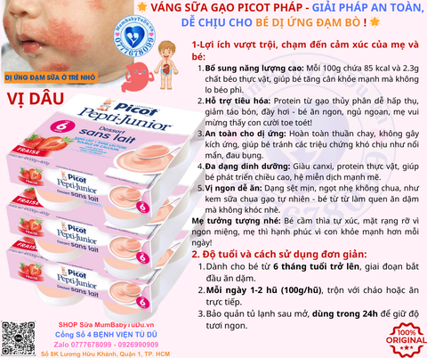 Váng Sữa Gạo Picot Pháp Dành Cho Bé Dị Ứng Đạm Bò VỊ MƠ– Váng Sữa Gạo Picot Pháp Tăng Cân An Toàn Không Đạm Bò, Không Lactose Hương Vani Chuối Táo Dành Cho Bé Sơ Sinh Táo Bón Dị Ứng Sữa Bò Chính Hãng Giá Rẻ