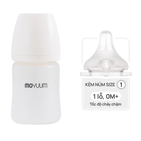 Bình sữa Thủy tinh tráng silicon Moyuum - 150ml - Kèm núm 1